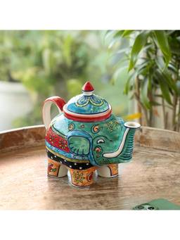 ExclusiveLane - African Jungle Elephant Ceramic Kettle For Tea