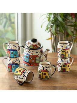ExclusiveLane - The Hut Ceramic Tea Cups & Kettle Set