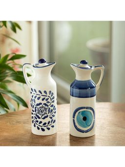 ExclusiveLane - Indigo Pour Decorative Ceramic Oil Bottles