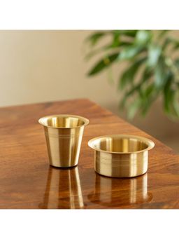 ExclusiveLane - South Indian Tea & Coffee Pure Brass Dabara Cup Set