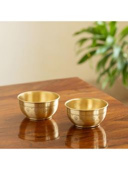 ExclusiveLane - Floral Booti Brass Dinner Bowls/Serving Katoris