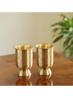 ExclusiveLane - Floral Booti Brass Water Glasses