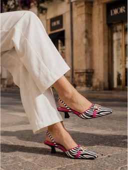 Sole House - Women Multi-Color Zebra Print Pointed Toe Kitten Heels