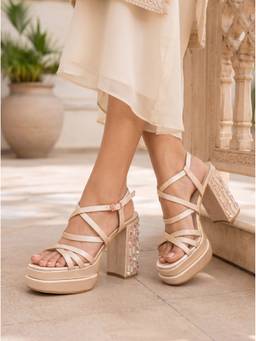 Sole House - Women Gold Block Heels