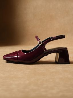 Theater - Women Twiggy Piggies Wide Feet Maroon Block Heels