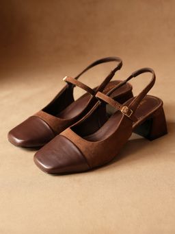 Theater - Women Brown Twiggy Madame Sousatzka Block Heels