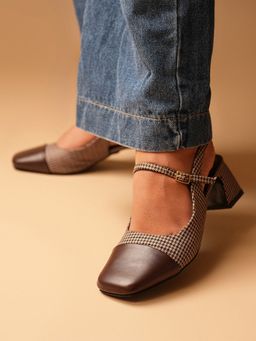Theater - Women Brown Twiggy Match Girl Block Heels