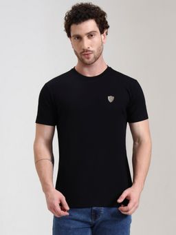 JadeBlue - Men Black Slim Fit T-Shirt