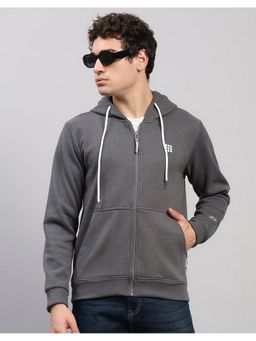 Rock.it - Men Regular Fit Solid Winter Grey Hoodie