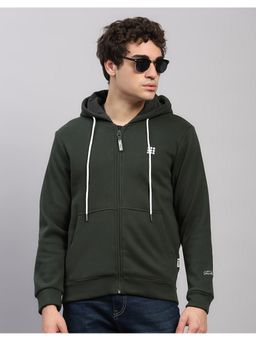 Rock.it - Men Regular Fit Solid Winter Olive Hoodie