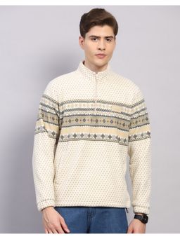 Monte Carlo - Men Regular Fit Printed Winter Beige Sweatshirt