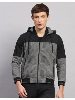 Monte Carlo - Men Regular Fit Printed Winter Black Hoodie