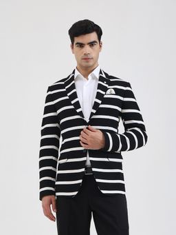 JB Studio - Men Striped Black Blazer