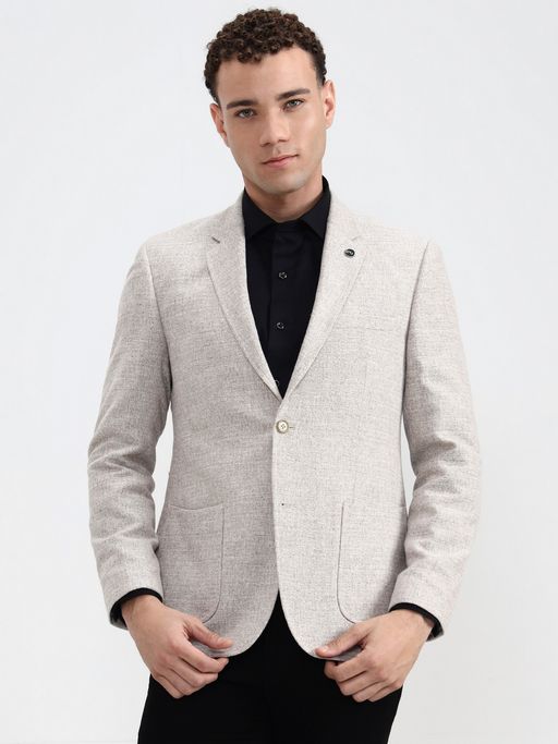 JadeBlue Men Textured Beige Blazer