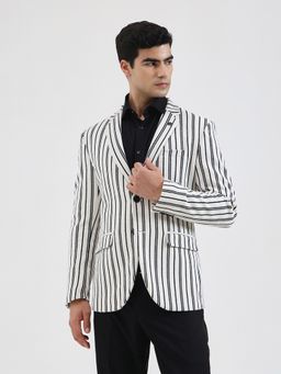 Wyre - Men Striped White Blazer