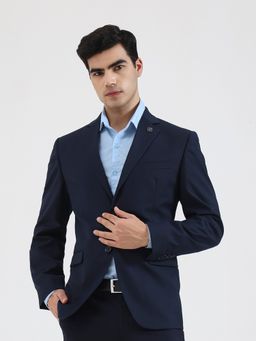 JadeBlue - Solid Viscose Blend Navy Blue Blazer