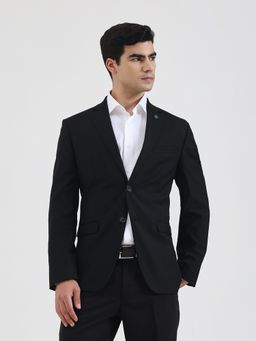JadeBlue - Men Solid Viscose Blend Black Blazer