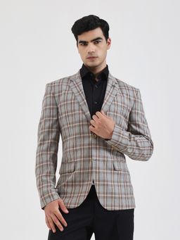 JadeBlue - Men Checked Brown Blazer
