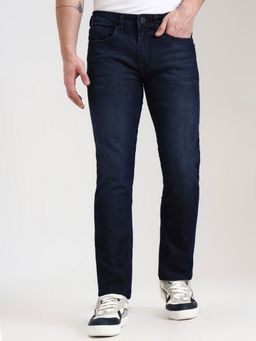 Greenfibre - Men Washed Straight Fit Blue Jeans