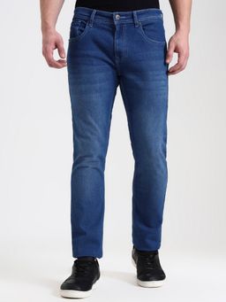 Greenfibre - Men Slim Fit Washed Blue Jeans
