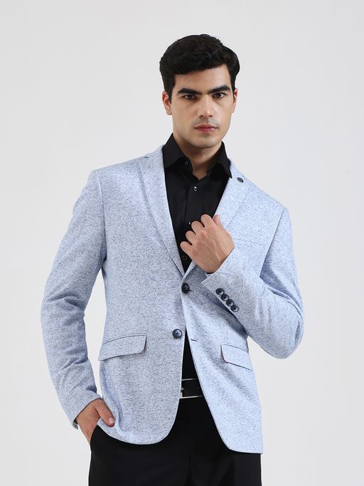 JB Studio Men Textured Blue Blazer