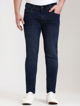 Greenfibre - Men Slim Fit Washed Cotton Stretch Blue Jeans