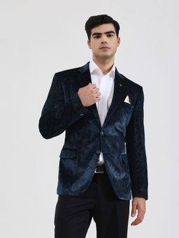 JB Studio - Men Printed Blue Blazer