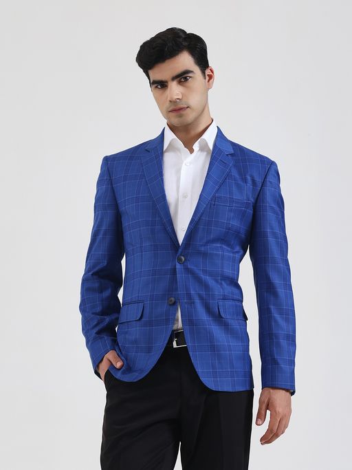 JB Studio Men Checked Blue Blazer