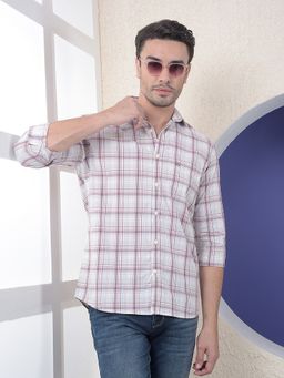 CRIMSOUNE CLUB - Men Checked Purple Shirt