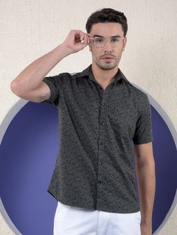 CRIMSOUNE CLUB - Men Floral Printed Green Shirt