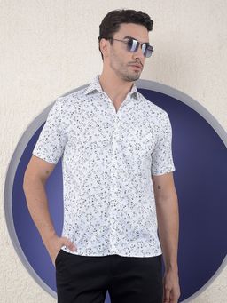 CRIMSOUNE CLUB - Men White Floral Print Shirt