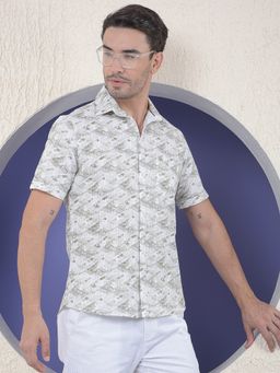 CRIMSOUNE CLUB - Men Olive Abstract Printed Shirt