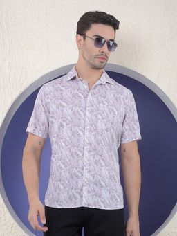 CRIMSOUNE CLUB - Men Purple Printed Linen Shirt