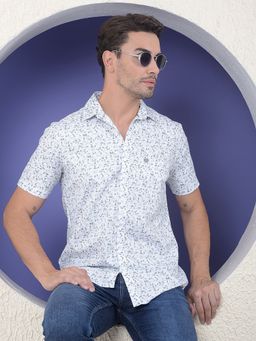 CRIMSOUNE CLUB - Men White Abstract Printed Pure Cotton Shirt