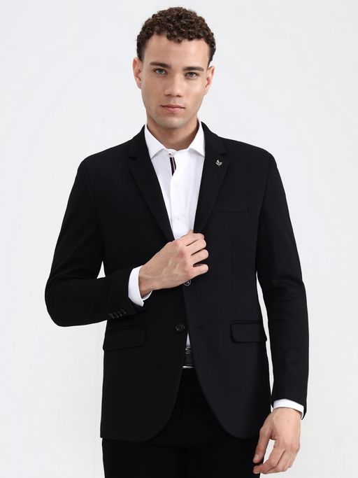 Greenfibre Men Poly Viscose Black Blazer