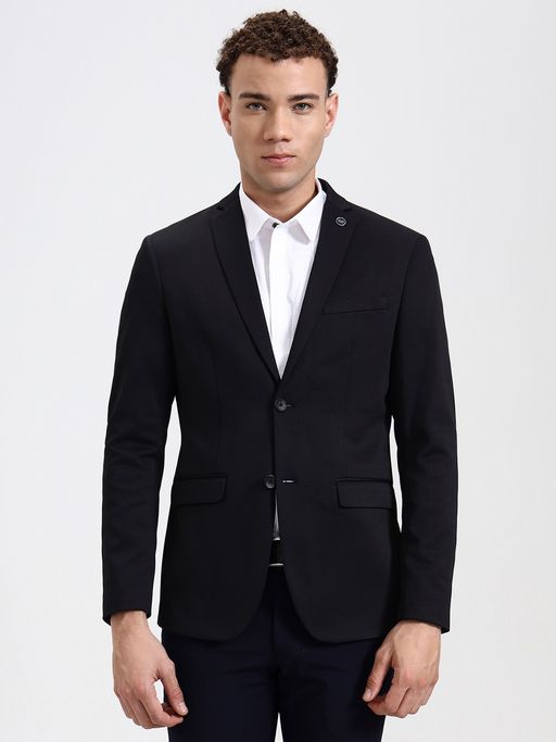 JB Studio Men Solid Black Blazer