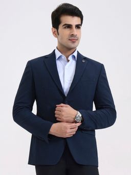 JadeBlue - Men Solid Viscose Blend Blue Blazer