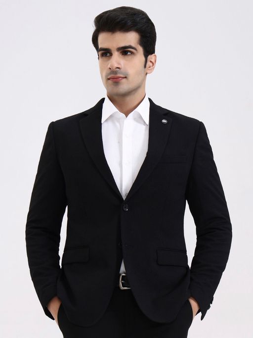 JadeBlue Men Solid Black Blazer