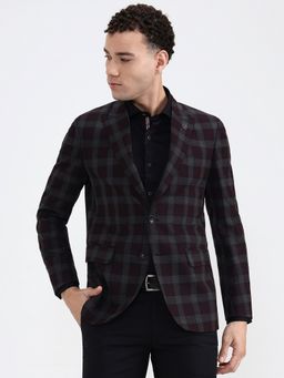 Wyre - Men Checked Maroon Blazer