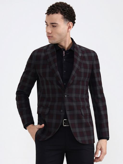 Wyre Men Checked Maroon Blazer