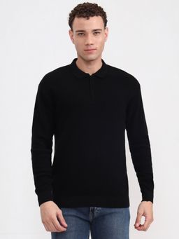 JadeBlue - Men Black Slim Fit Polo T-Shirt