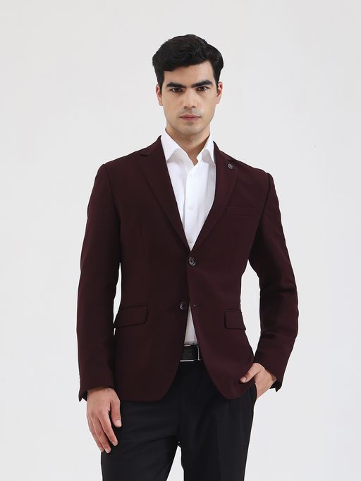 Wyre Men Solid Wine Blazer