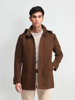 Arrow Sports - Men Brown Solid Bomber Jacket