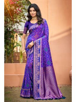Fashion Petals - Royal Blue Soft Silk Woven Work Traditional Saree with Unstitched Blouse