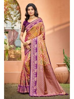 Fashion Petals - Mustard Women Soft Silk Woven Work Traditional Saree with Unstitched Blouse