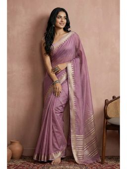 Mysilklove - Fulvous Purple Woven Banarasi Soft Silk Saree with Unstitched Blouse
