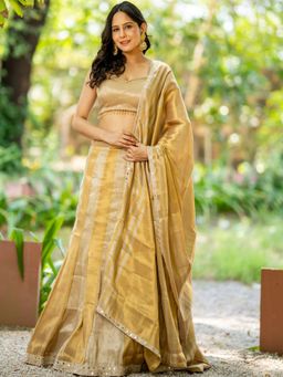 HOUSE OF JAMOTI - Women Gold Tissue Embellished Lehenga with Blouse and Dupatta