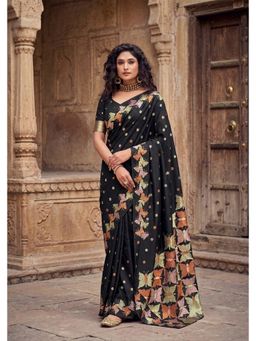AMRUTKALA SAREES - Black Designer Banarasi Silk Kanjivaram Woven Saree with Unstitched Blouse