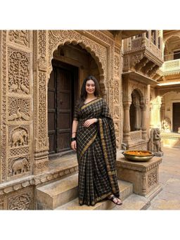 AMRUTKALA SAREES - Black Designer Banarasi Silk Kanjivaram Woven Saree with Unstitched Blouse