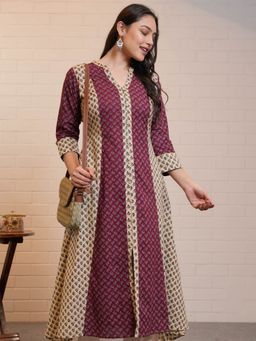 ARAMYA - Off White Soft Cotton A-Line Butta Print Kurta
